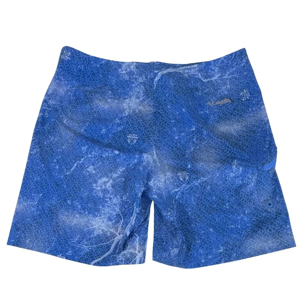 Columbia PFG Board Shorts Size 40 Blue‎ Realtree Mako Snakeskin Fishing Beach